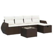 vidaXL 6 részes barna polyrattan kerti ülőgarnitúra párnával (3325579) kerti bútor