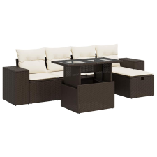 vidaXL 6 részes barna polyrattan kerti ülőgarnitúra párnával (3327933) kerti bútor