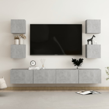 vidaXL 6 részes betonszürke forgácslap TV-szekrényszett bútor