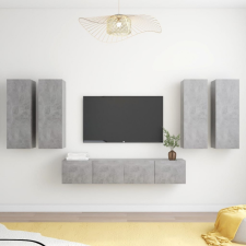 vidaXL 6 részes betonszürke forgácslap TV-szekrényszett bútor