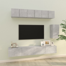 vidaXL 6 részes betonszürke szerelt fa TV-szekrényszett bútor