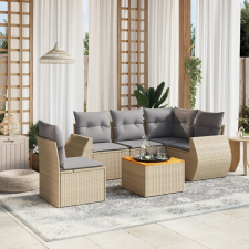 vidaXL 6 részes bézs polyrattan kerti ülőgarnitúra párnával kerti bútor