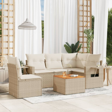vidaXL 6 részes bézs polyrattan kerti ülőgarnitúra párnával kerti bútor