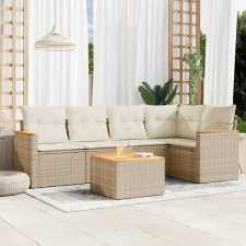 vidaXL 6 részes bézs polyrattan kerti ülőgarnitúra párnával kerti bútor
