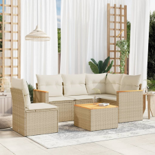 vidaXL 6 részes bézs polyrattan kerti ülőgarnitúra párnával kerti bútor