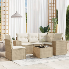 vidaXL 6 részes bézs polyrattan kerti ülőgarnitúra párnával kerti bútor