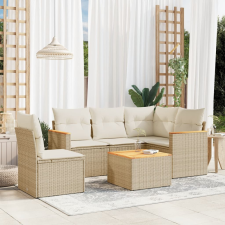 vidaXL 6 részes bézs polyrattan kerti ülőgarnitúra párnával kerti bútor