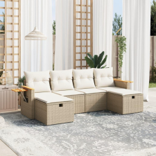 vidaXL 6 részes bézs polyrattan kerti ülőgarnitúra párnával kerti bútor