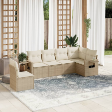 vidaXL 6 részes bézs polyrattan kerti ülőgarnitúra párnával kerti bútor
