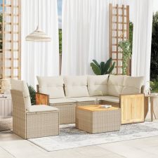vidaXL 6 részes bézs polyrattan kerti ülőgarnitúra párnával kerti bútor