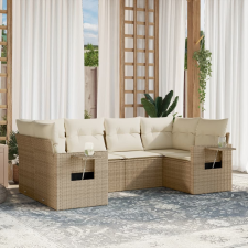 vidaXL 6 részes bézs polyrattan kerti ülőgarnitúra párnával kerti bútor