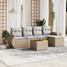 vidaXL 6 részes bézs polyrattan kerti ülőgarnitúra párnával kerti bútor