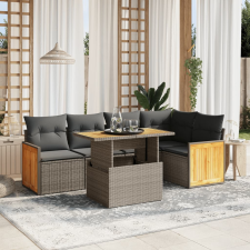vidaXL 6 részes bézs polyrattan kerti ülőgarnitúra párnával kerti bútor