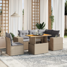 vidaXL 6 részes bézs polyrattan kerti ülőgarnitúra párnával kerti bútor