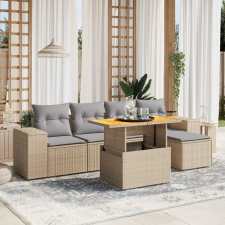 vidaXL 6 részes bézs polyrattan kerti ülőgarnitúra párnával kerti bútor