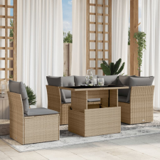 vidaXL 6 részes bézs polyrattan kerti ülőgarnitúra párnával kerti bútor