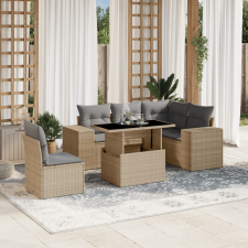 vidaXL 6 részes bézs polyrattan kerti ülőgarnitúra párnával kerti bútor