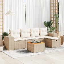 vidaXL 6 részes bézs polyrattan kerti ülőgarnitúra párnával kerti bútor