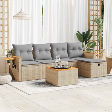 vidaXL 6 részes bézs polyrattan kerti ülőgarnitúra párnával kerti bútor