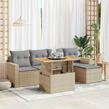 vidaXL 6 részes bézs polyrattan kerti ülőgarnitúra párnával kerti bútor