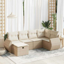 vidaXL 6 részes bézs polyrattan kerti ülőgarnitúra párnával kerti bútor