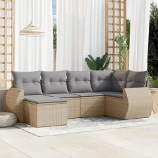 vidaXL 6 részes bézs polyrattan kerti ülőgarnitúra párnával kerti bútor