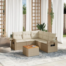 vidaXL 6 részes bézs polyrattan kerti ülőgarnitúra párnával kerti bútor