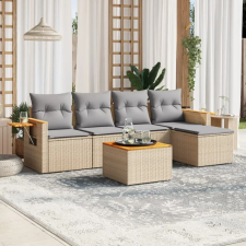 vidaXL 6 részes bézs polyrattan kerti ülőgarnitúra párnával kerti bútor