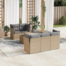 vidaXL 6 részes bézs polyrattan kerti ülőgarnitúra párnával kerti bútor