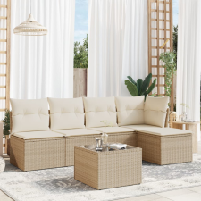 vidaXL 6 részes bézs polyrattan kerti ülőgarnitúra párnával kerti bútor