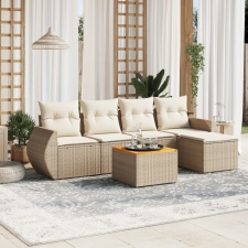 vidaXL 6 részes bézs polyrattan kerti ülőgarnitúra párnával kerti bútor