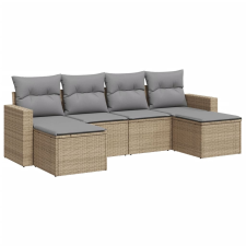 vidaXL 6 részes bézs polyrattan kerti ülőgarnitúra párnával (3219309) kerti bútor