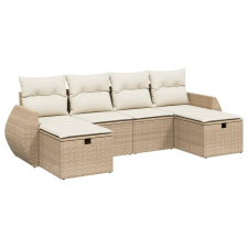 vidaXL 6 részes bézs polyrattan kerti ülőgarnitúra párnával (3264164) kerti bútor