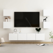 vidaXL 6 részes fehér forgácslap TV-szekrényszett bútor