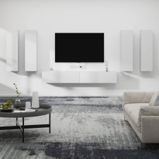 vidaXL 6 részes fehér szerelt fa TV-szekrényszett bútor