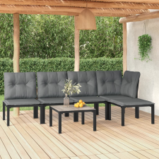 vidaXL 6 részes fekete és szürke polyrattan kerti ülőgarnitúra kerti bútor