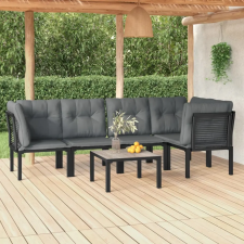 vidaXL 6 részes fekete és szürke polyrattan kerti ülőgarnitúra kerti bútor