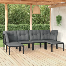 vidaXL 6 részes fekete és szürke polyrattan kerti ülőgarnitúra kerti bútor