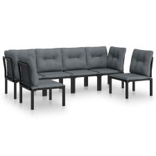 vidaXL 6 részes fekete és szürke polyrattan kerti ülőgarnitúra (3187738) kerti bútor