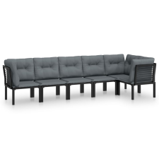 vidaXL 6 részes fekete és szürke polyrattan kerti ülőgarnitúra (3187755) kerti bútor