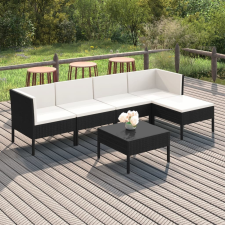 vidaXL 6 részes fekete polyrattan kerti ülőgarnitúra párnákkal kerti bútor