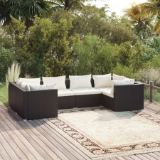 vidaXL 6-részes fekete polyrattan kerti ülőgarnitúra párnákkal kerti bútor