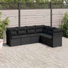 vidaXL 6 részes fekete polyrattan kerti ülőgarnitúra párnákkal kerti bútor