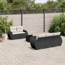 vidaXL 6 részes fekete polyrattan kerti ülőgarnitúra párnákkal kerti bútor