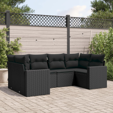 vidaXL 6 részes fekete polyrattan kerti ülőgarnitúra párnákkal kerti bútor