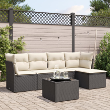 vidaXL 6 részes fekete polyrattan kerti ülőgarnitúra párnákkal kerti bútor