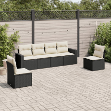 vidaXL 6 részes fekete polyrattan kerti ülőgarnitúra párnákkal kerti bútor