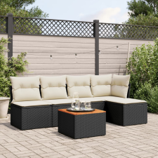 vidaXL 6 részes fekete polyrattan kerti ülőgarnitúra párnákkal kerti bútor
