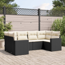 vidaXL 6 részes fekete polyrattan kerti ülőgarnitúra párnákkal kerti bútor