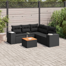 vidaXL 6 részes fekete polyrattan kerti ülőgarnitúra párnákkal kerti bútor